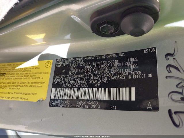 Продаж на аукціоні авто 2009 Lexus Rx 350, vin: 2T2HK31U29C113835, номер лоту: 45152399