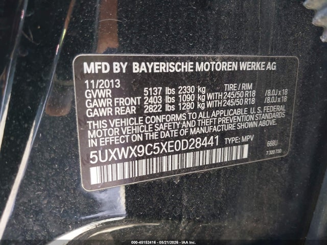 Aukcja sprzedaży 2014 Bmw X3 Xdrive28i, vin: 5UXWX9C5XE0D28441, numer aukcji: 45152416