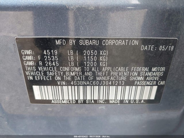 Subaru Legacy 2.5i Premium 2018 4S3BNAC60J3041213 Image 9