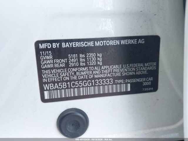 Продаж на аукціоні авто 2016 Bmw 535i, vin: WBA5B1C55GG133333, номер лоту: 45152438
