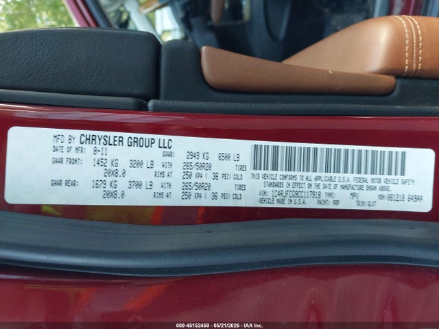 Aukcja sprzedaży 2012 Jeep Grand Cherokee Overland, vin: 1C4RJFCG9CC117918, numer aukcji: 45152459