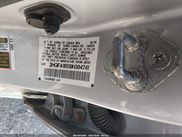 2009 Honda Civic Lx მანქანა იყიდება აუქციონზე, vin: 2HGFA16519H304741, აუქციონის ნომერი: 45152481