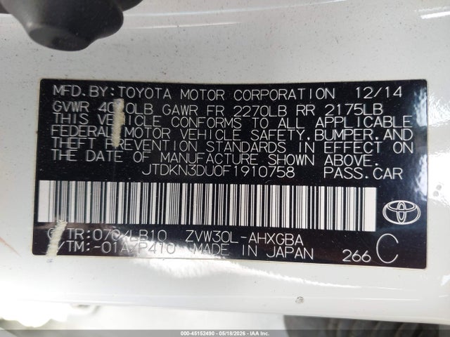 Toyota Prius Four 2015 JTDKN3DU0F1910758 Image 9