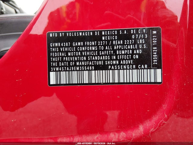 45152491 :رقم المزاد ، 3VW4S7AJ9EM355469 vin ، 2014 Volkswagen Jetta Gli Autobahn W/nav مزاد بيع
