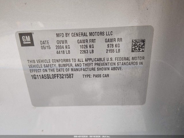 1G11A5SL0FF321587 Chevrolet Malibu 1fl