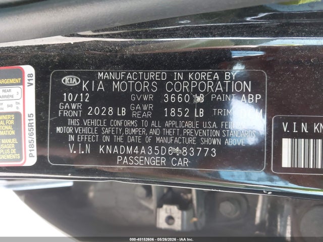 Продаж на аукціоні авто 2013 Kia Rio Lx, vin: KNADM4A35D6183773, номер лоту: 45152606