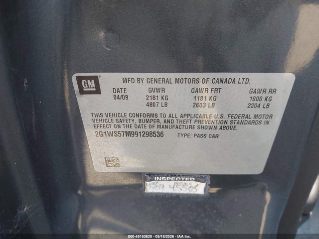 Продаж на аукціоні авто 2009 Chevrolet Impala Police, vin: 2G1WS57M991298536, номер лоту: 45152620