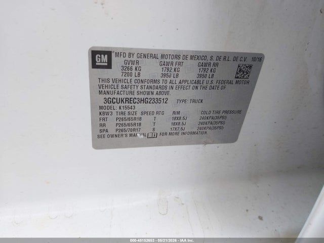 Chevrolet Silverado 1500 1lt 2017 3GCUKREC3HG233512 Image 9