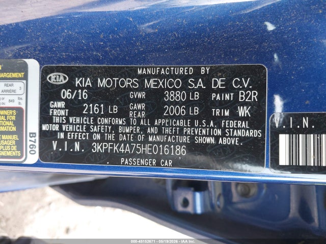 Продаж на аукціоні авто 2017 Kia Forte Lx, vin: 3KPFK4A75HE016186, номер лоту: 45152671