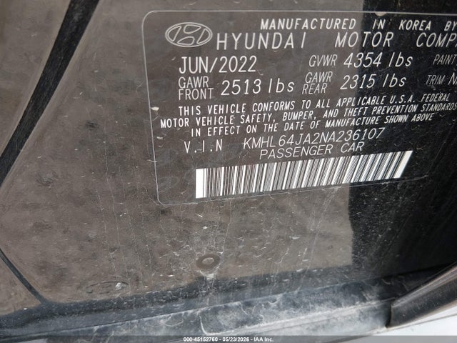Hyundai SONATA SEL 2022 KMHL64JA2NA236107 Image 9