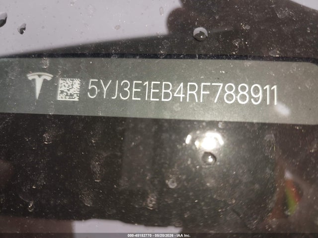 2024 Tesla Model 3 Long Range Dual Motor All-wheel Drive მანქანა იყიდება აუქციონზე, vin: 5YJ3E1EB4RF788911, აუქციონის ნომერი: 45152770