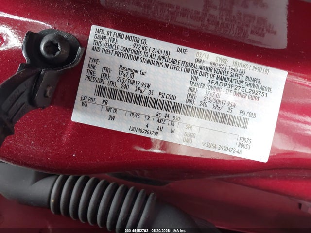 Продажа на аукционе авто 2014 Ford Focus Se, vin: 1FADP3F27EL292751, номер лота: 45152792