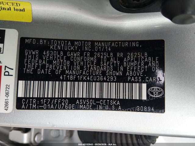 Aukcja sprzedaży 2014 Toyota Camry Se, vin: 4T1BF1FK4EU364293, numer aukcji: 45152843
