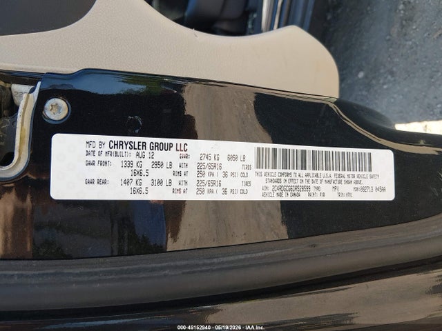 Aukcja sprzedaży 2013 Dodge Grand Caravan Sxt, vin: 2C4RDGCG6DR528599, numer aukcji: 45152940
