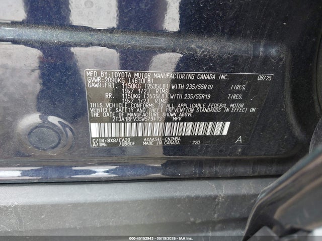 2025 Toyota Rav4 Xle Premium მანქანა იყიდება აუქციონზე, vin: 2T3A1RFV3SW579413, აუქციონის ნომერი: 45152943