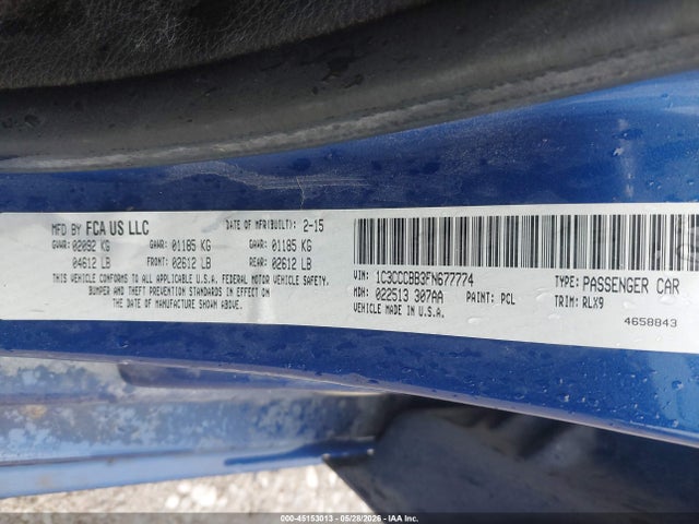 Aukcja sprzedaży 2015 Chrysler 200 S, vin: 1C3CCCBB3FN677774, numer aukcji: 45153013