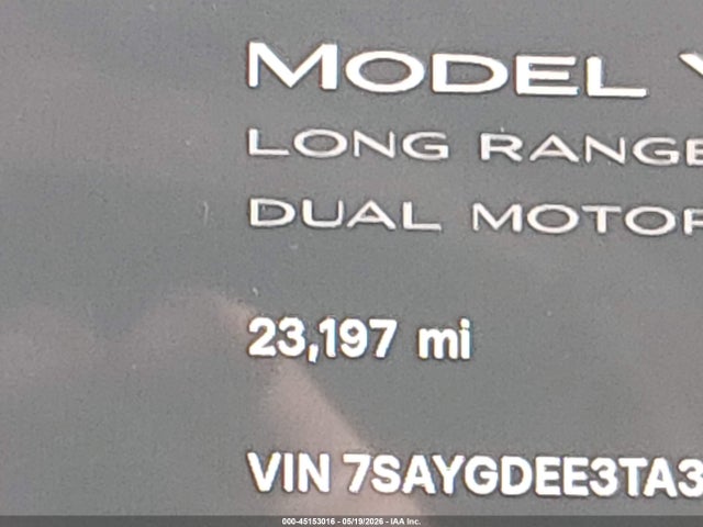 45153016 :رقم المزاد ، 7SAYGDEE3TA386588 vin ، 2026 Tesla Model Y All-wheel Drive/long Range Launch Series/premium All-wheel Drive مزاد بيع