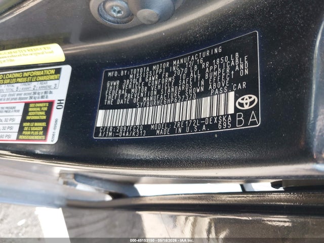 45153150 :رقم المزاد ، 5YFBURHE6HP627370 vin ، 2017 Toyota Corolla Se مزاد بيع