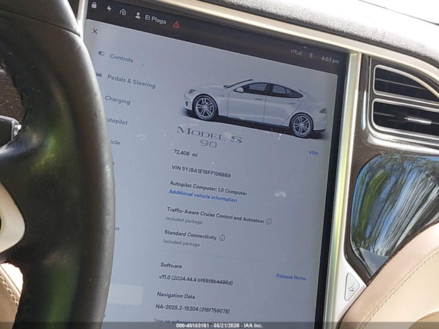 Aukcja sprzedaży 2015 Tesla Model S 60/70/85, vin: 5YJSA1E10FF106889, numer aukcji: 45153161