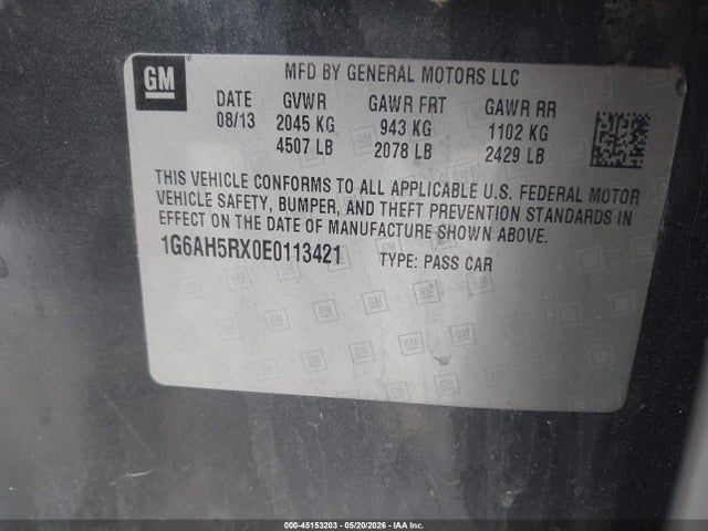 2014 Cadillac Ats Luxury მანქანა იყიდება აუქციონზე, vin: 1G6AH5RX0E0113421, აუქციონის ნომერი: 45153203