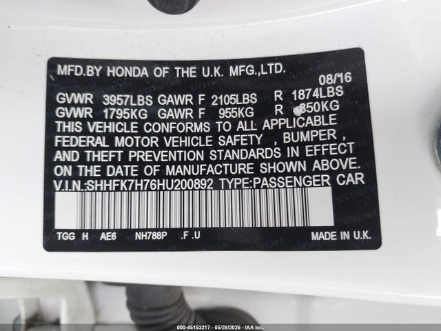 Honda Civic Ex-l 2017 SHHFK7H76HU200892 Image 9