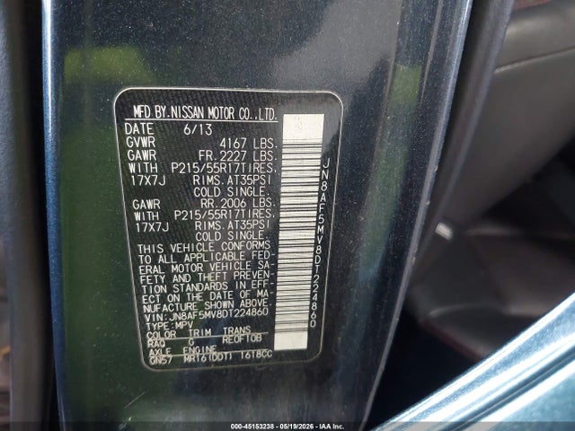 Продажа на аукционе авто 2013 Nissan Juke Sl, vin: JN8AF5MV8DT224860, номер лота: 45153238