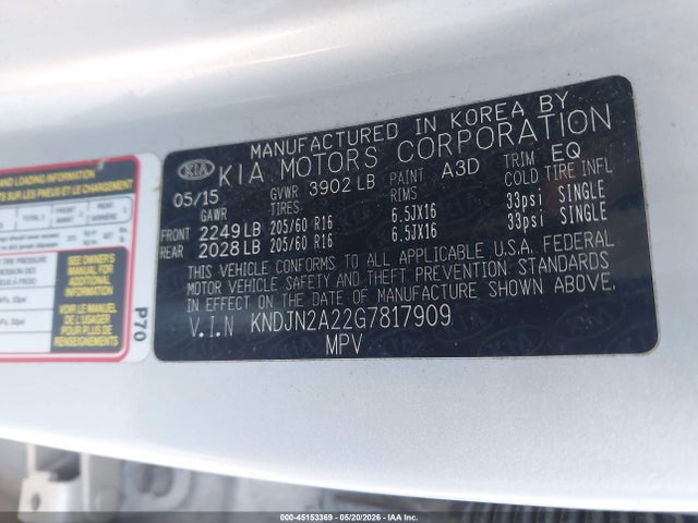 Продажа на аукционе авто 2016 Kia Soul, vin: KNDJN2A22G7817909, номер лота: 45153369