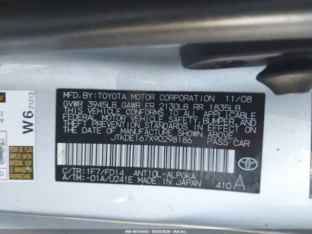 Aukcja sprzedaży 2009 Scion Tc, vin: JTKDE167X90298186, numer aukcji: 45153452