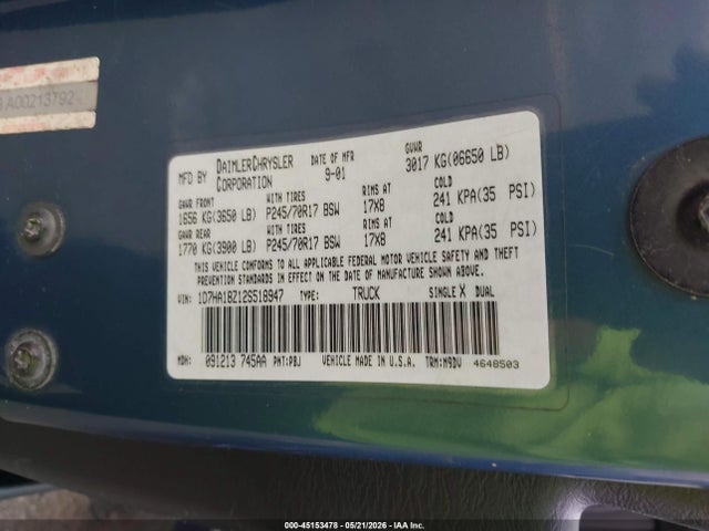 Aukcja sprzedaży 2002 Dodge Ram 1500 St, vin: 1D7HA18Z12S518947, numer aukcji: 45153478