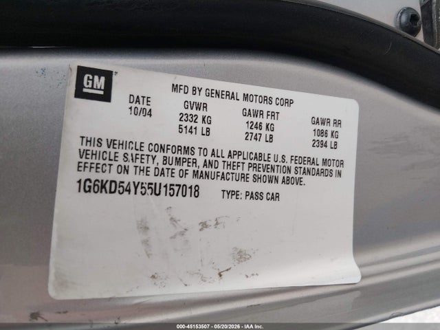 Aukcja sprzedaży 2005 Cadillac Deville Livery, vin: 1G6KD54Y55U157018, numer aukcji: 45153507