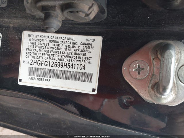 Продажа на аукционе авто 2009 Honda Civic Lx, vin: 2HGFG12699H541104, номер лота: 45153628