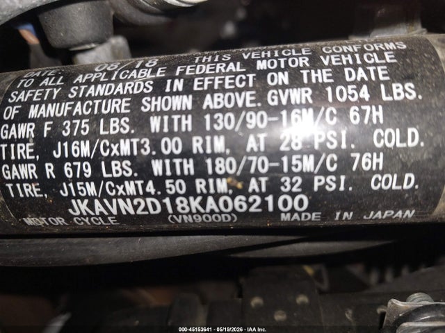 Kawasaki Vn900 D 2019 JKAVN2D18KA062100 Image 10