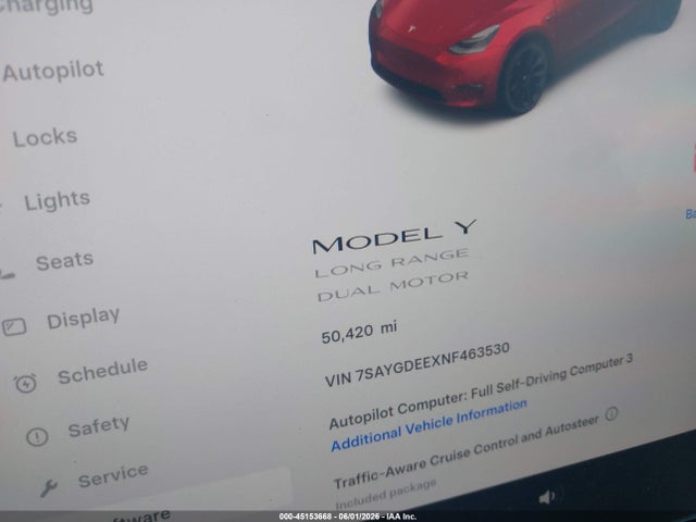 Tesla Model Y Long Range Dual Motor All-wheel Drive 2022 7SAYGDEEXNF463530 Image 7