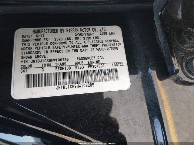 Aukcja sprzedaży 2017 Nissan Rogue Sport Sv, vin: JN1BJ1CR9HW106285, numer aukcji: 45153700