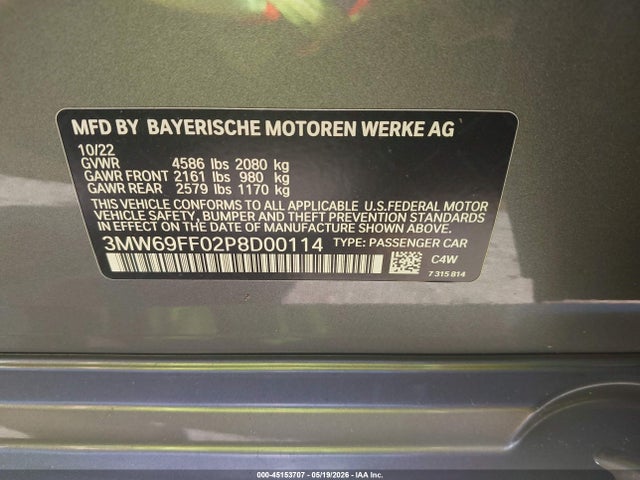 Aukcja sprzedaży 2023 Bmw 330i, vin: 3MW69FF02P8D00114, numer aukcji: 45153707