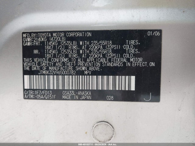 Продаж на аукціоні авто 2006 Toyota Rav4 Sport V6, vin: JTMBK32V965000782, номер лоту: 45153711