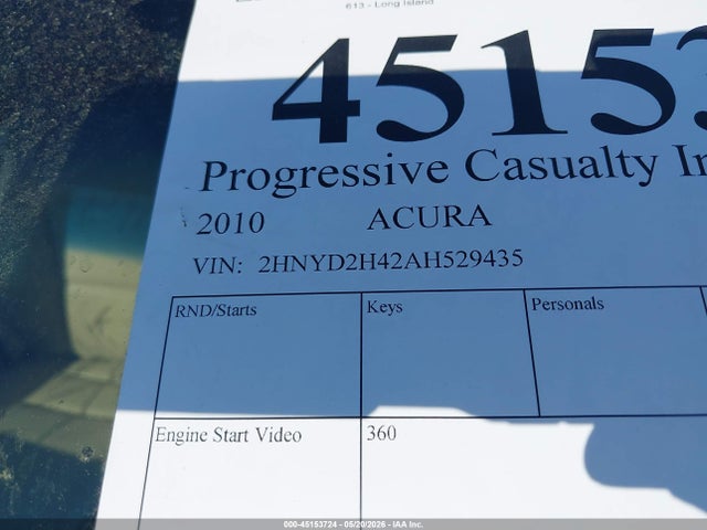 Aukcja sprzedaży 2010 Acura Mdx Technology Package, vin: 2HNYD2H42AH529435, numer aukcji: 45153724