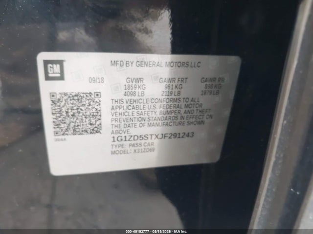 Chevrolet MALIBU LT 2018 1G1ZD5STXJF291243 Image 9