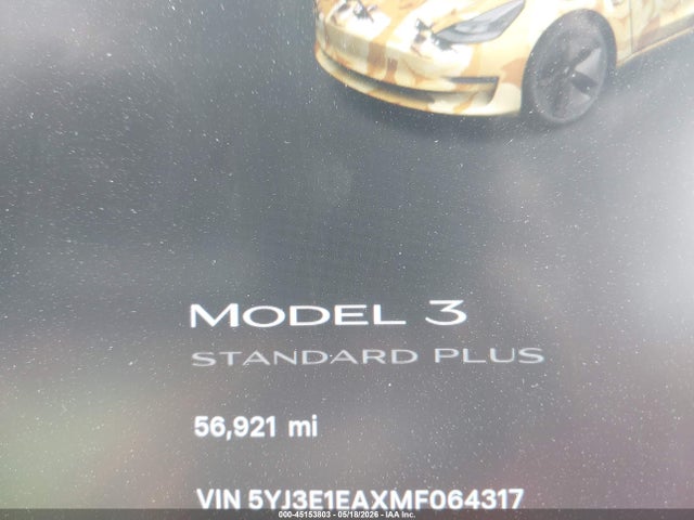 Tesla Model 3 Standard Range Plus Rear-wheel Drive 2021 5YJ3E1EAXMF064317 Image 7