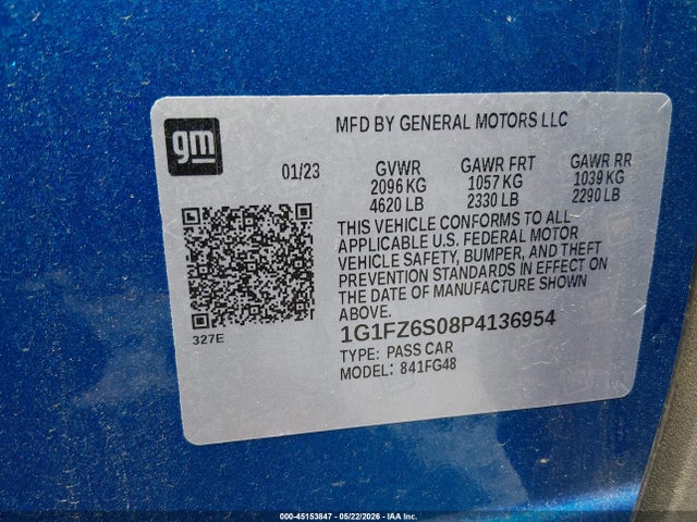 1G1FZ6S08P4136954 Chevrolet Bolt Euv Fwd Premier