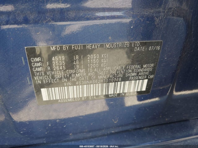 Продажа на аукционе авто 2017 Subaru Legacy 2.5i Sport, vin: 4S3BNAS62H3010718, номер лота: 45153857