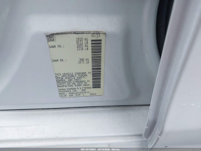 Aukcja sprzedaży 2013 Nissan Altima 2.5 S, vin: 1N4AL3AP6DN517990, numer aukcji: 45153983