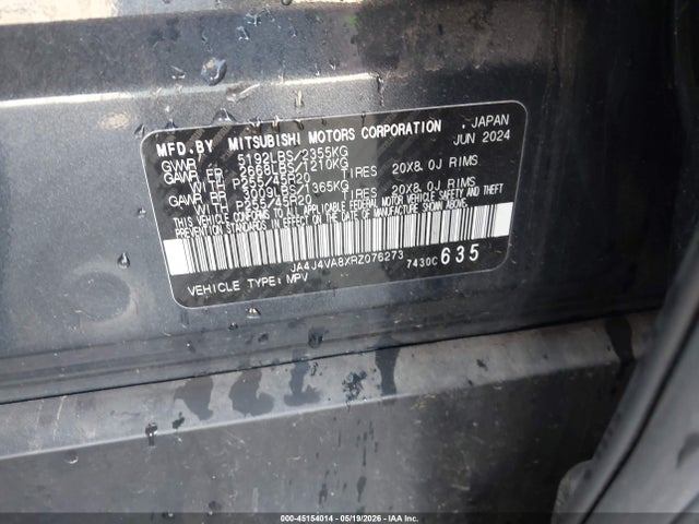 Продаж на аукціоні авто 2024 Mitsubishi Outlander Se 2.5 S-awc/se Black Edition S-awc/se Black Edition W/pano Roof S-awc/se Ralliart S-awc, vin: JA4J4VA8XRZ076273, номер лоту: 45154014