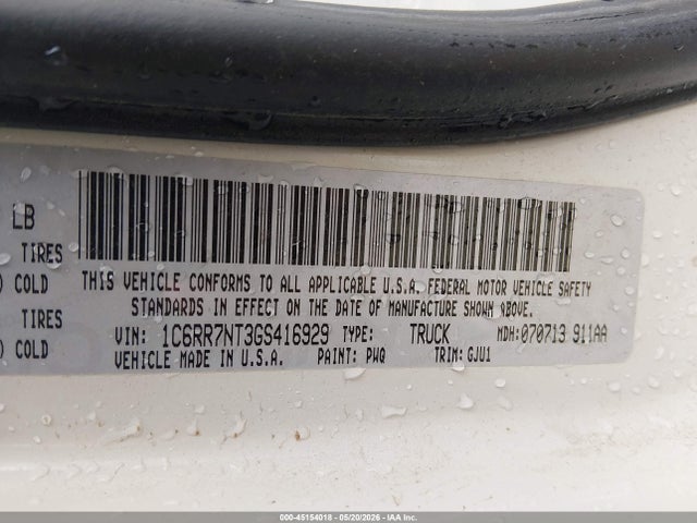 RAM 1500 Laramie 2016 1C6RR7NT3GS416929 Image 9