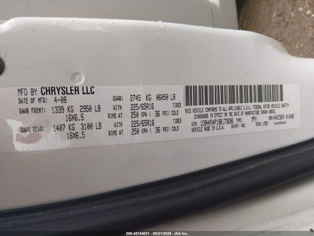 Aukcja sprzedaży 2008 Dodge Grand Caravan Sxt, vin: 1D8HN54P18B173696, numer aukcji: 45154021
