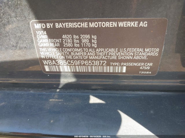 45154036 :رقم المزاد ، WBA3B5C59FP653872 vin ، 2015 Bmw 328i Xdrive مزاد بيع