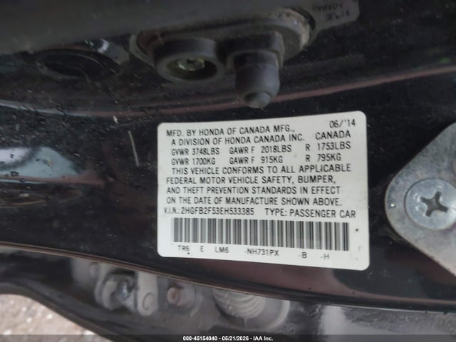 Honda Civic Lx 2014 2HGFB2F53EH533385 Image 9