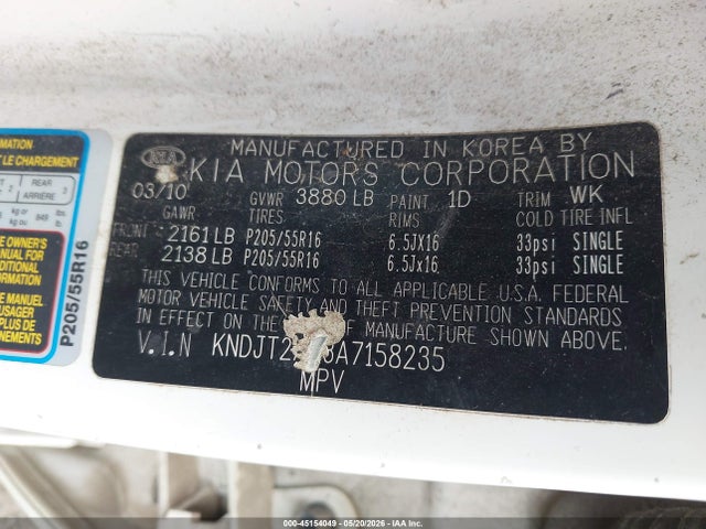 Auction sale of the 2010 Kia Soul +, vin: KNDJT2A23A7158235, lot number: 45154049
