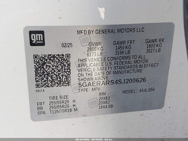 45154082 :رقم المزاد ، 5GAERARS4SJ200626 vin ، 2025 Buick Enclave Preferred Fwd مزاد بيع