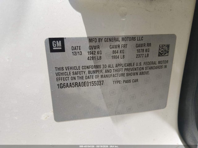 Продажа на аукционе авто 2014 Cadillac Ats Standard, vin: 1G6AA5RA0E0155037, номер лота: 45154100